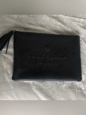 kate spade Black Embossed Leather clutch pouch